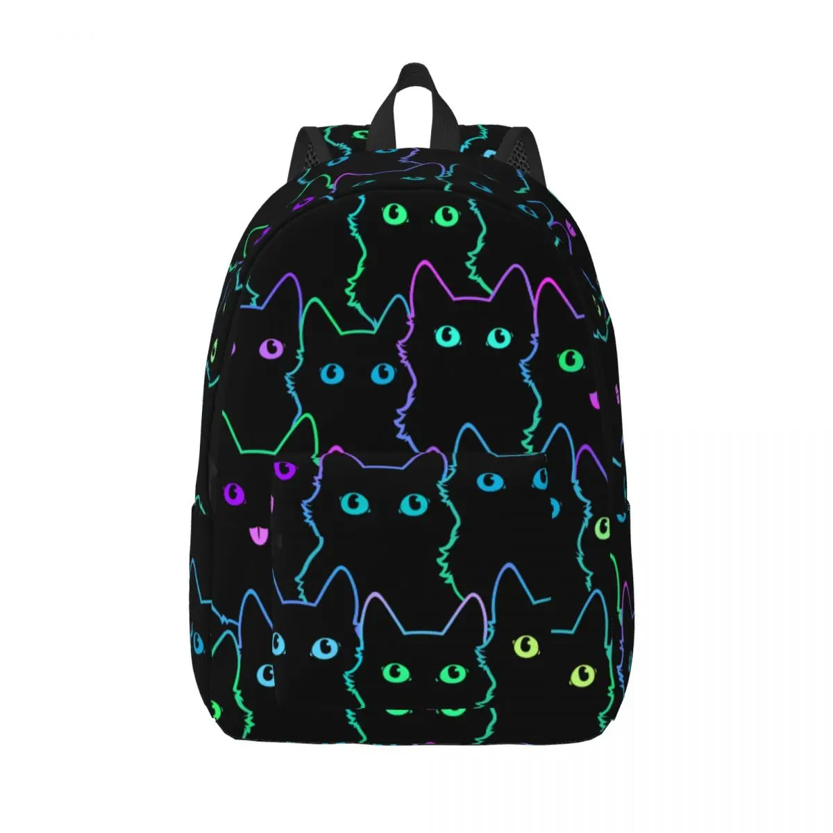 Mochila de lona gato preto para homens e mulheres, mochila de trabalho estudantil, sacos portáteis, presente de moda, fofo