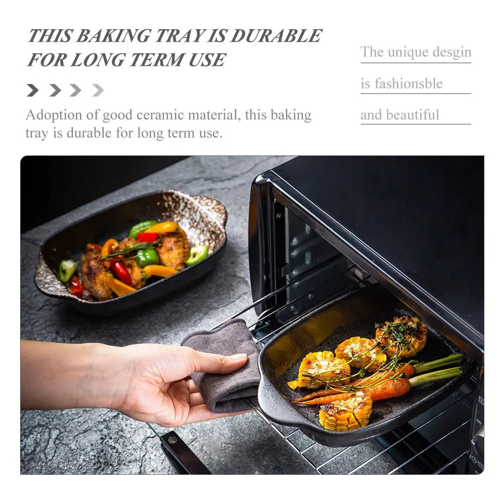 السيراميك بكلتا الأذنين صينية فرن آمنة طبق الميكروويف مقبض مزدوج طبق تقديم للمقبلات الحلويات الجبن الأرز تنوعا