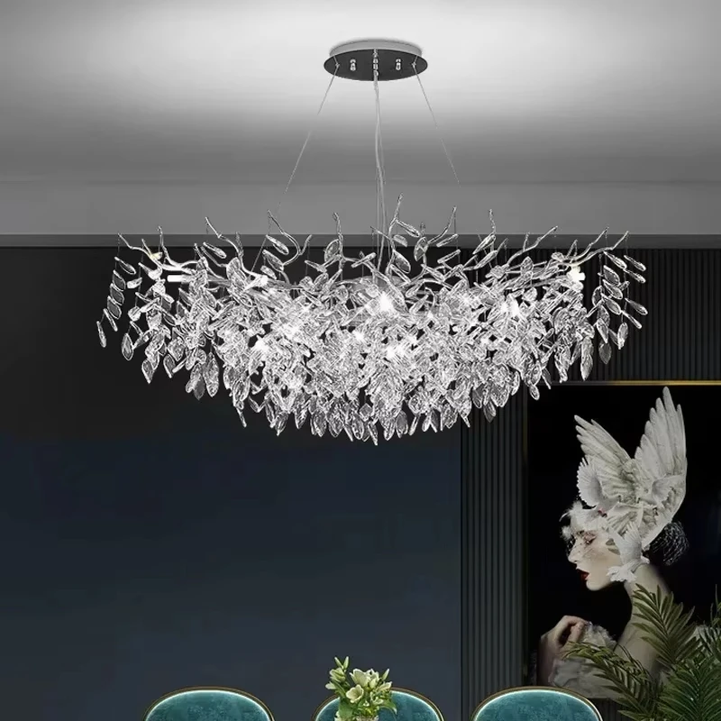 

Modern Home Decor Luxury Crystal Chandelier For Dining Living Room Bedroom Silvery Pendant Lamp Indoor Lighting Hanging Fixture