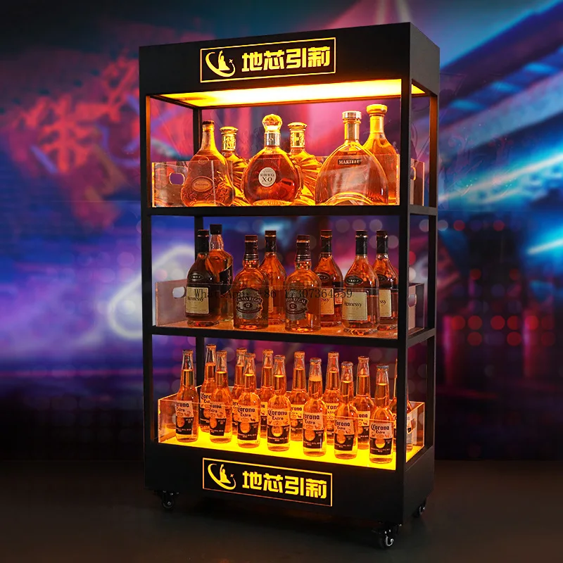

Bar three-layer luminous wine cabinet LED red wine beer display cabinet KTV creative removable champagne cabinet wine rack