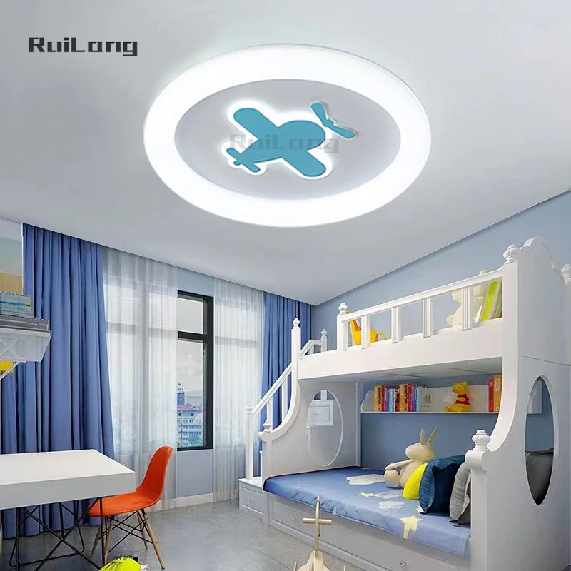 

Modern Aircraft Led Ceiling Lamps For Children Room Boys Bedroom Study Baby Blue Cartoon Chandelier Kids Airplane Ceiling Light