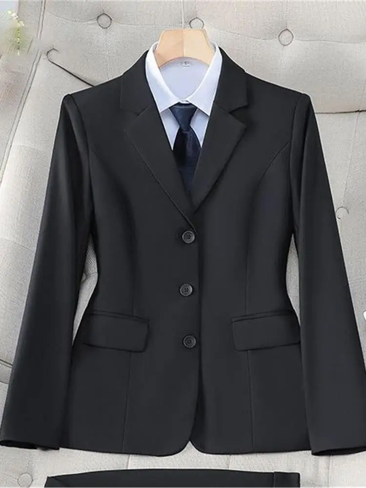 전문 면접용 여성용 쓰리버튼 정장 클린핏 스타일 숏 길이 긴팔 워크웨어 코트