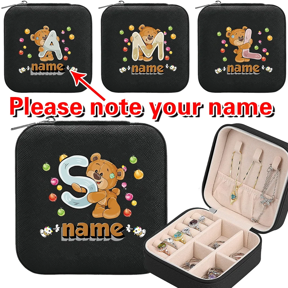 

Персонализированная шкатулка для ювелирных изделий с индивидуальным именем, портативный органайзер для ювелирных изделий, серьги, дисплей, новая женская косметичка большой вместительности
