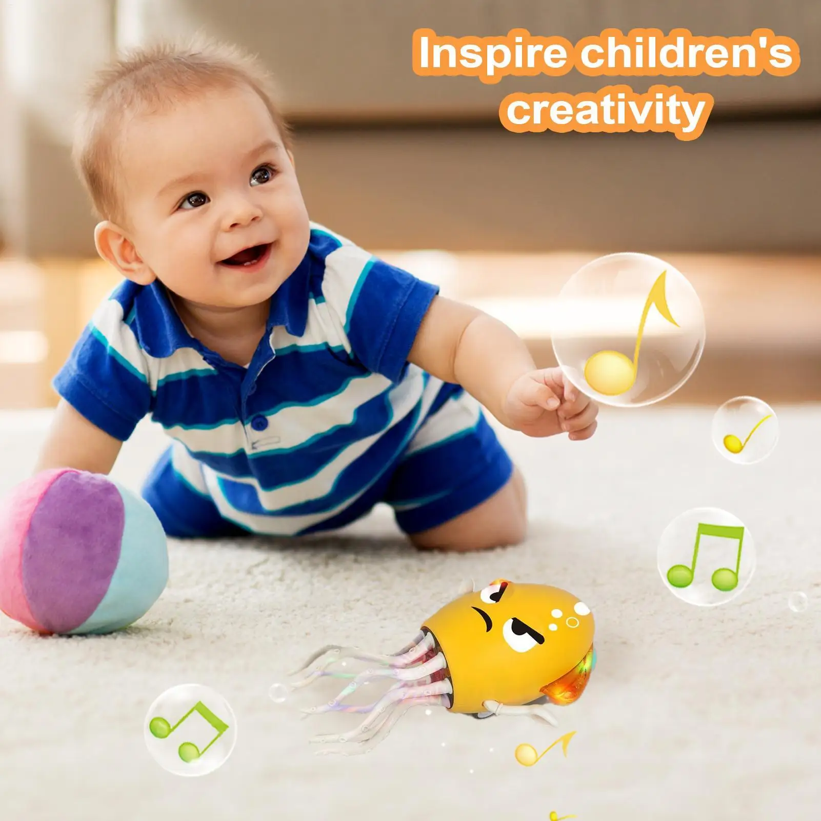 لعبة الأخطبوط الأوتوماتيكية الزحف والرقص الموسيقي الأخطبوط USB قابلة للشحن روبوت كهربائي مع أضواء LED والموسيقى للمنزل الداخلي