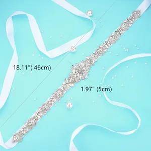 (1PC) Rhinestones cinto nupcial diamante casamento vestido cinto com cristal casamento faixa para o vestido de casamento acessórios WDD1043 8 principais vendas cinto com miçangas - №1