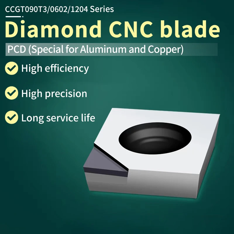 

UFS TAP 10PCS Diamond inner hole PCD aluminum blade ccgt0602/09T3/1204 Diamond blade R0.2 0.4 0.8