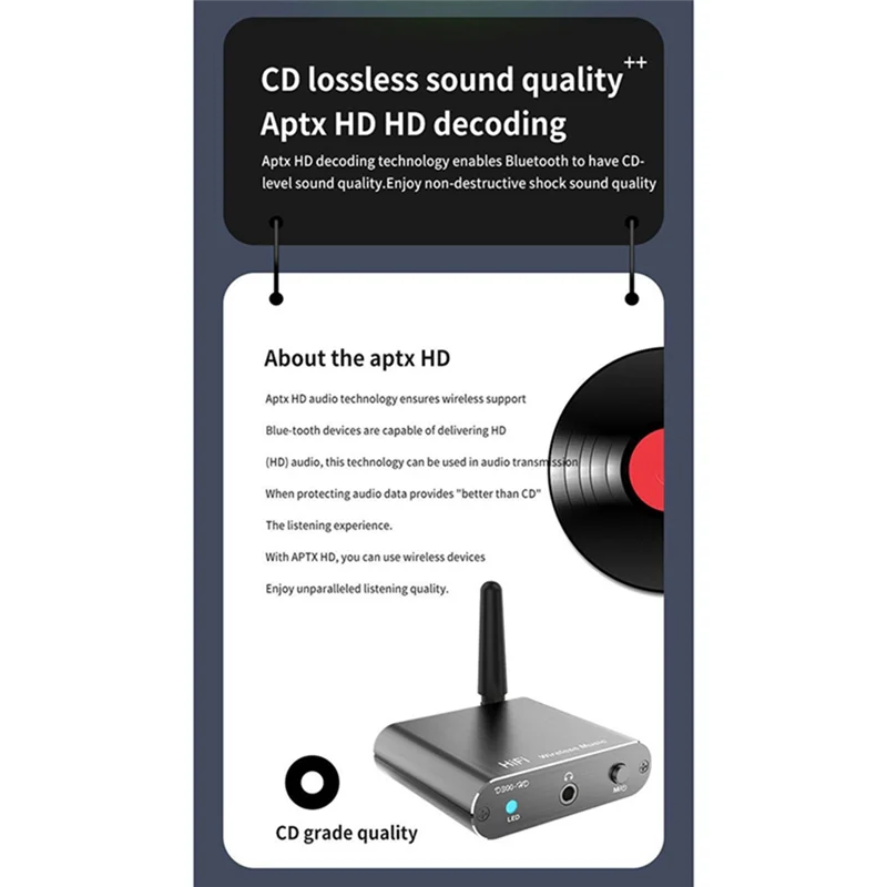 

ATP-Bluetooth 5.2 Музыкальный приемник HIFI Беспроводной аудиоадаптер с 3,5 мм Aux Toslink/коаксиальный выход для усилителя автомобиля