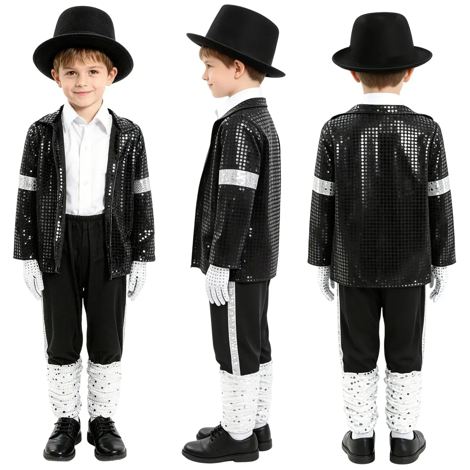 Jungen Mädchen Vintage 80er 90er Tanzstar Kostüm Rotes Bedrucktes Outfit für Bühnenauftritt Halloween Cosplay Karneval Partykleidung – Detail 12