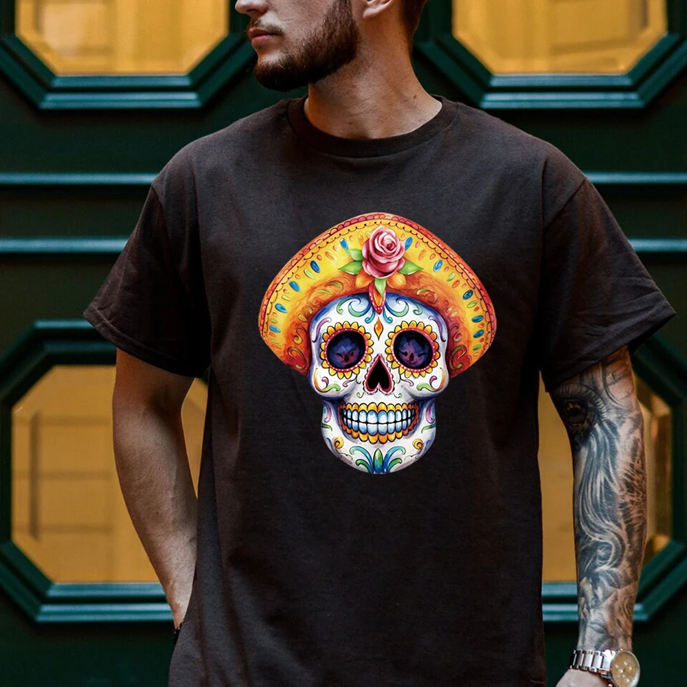 طلاء ساخن بطباعة نقل الحرارة ، يوم الجمجمة الميتة ، ملابس تصنعها بنفسك ، زخرفة المنسوجات ، معجون كي ، قابل للغسل