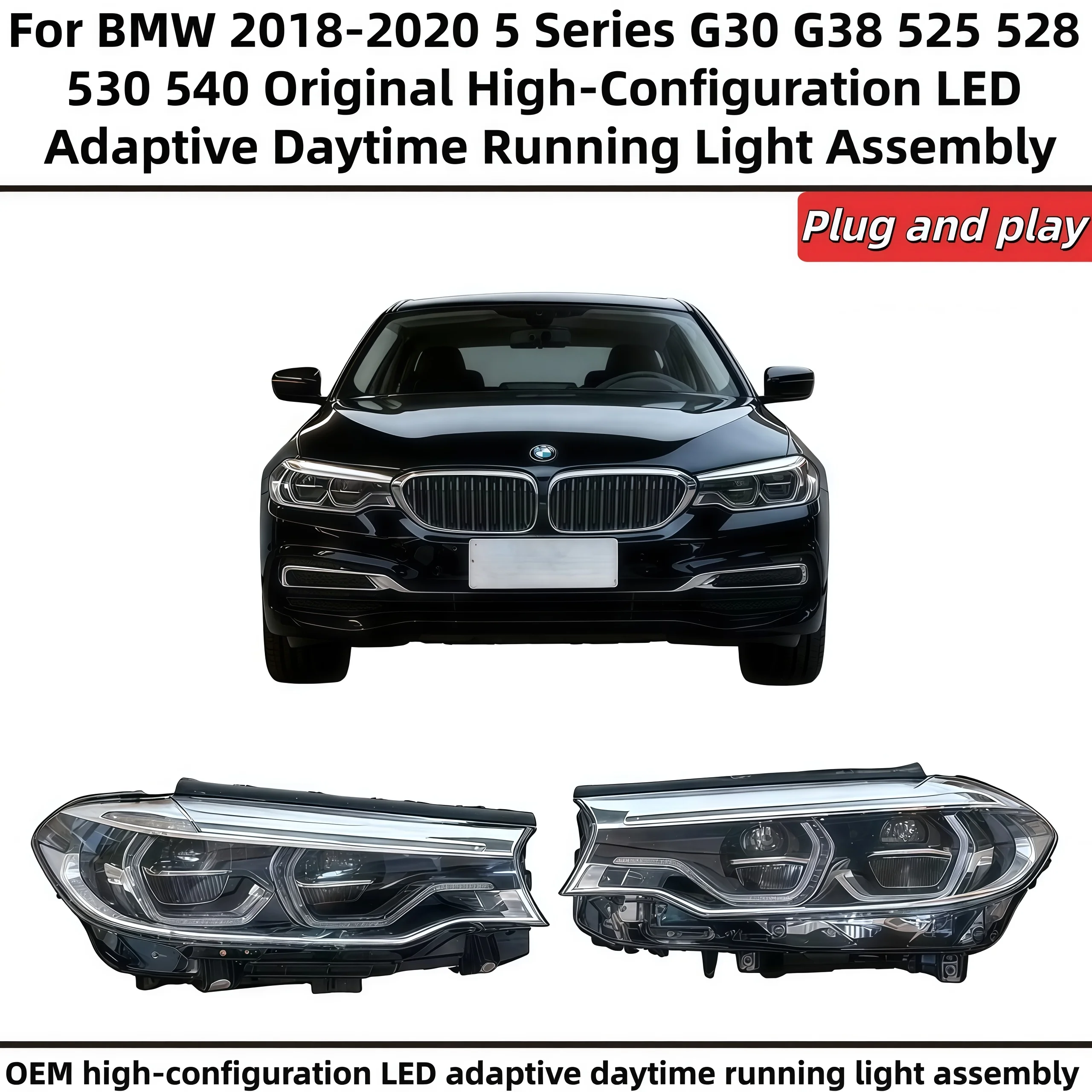 

For BMW 2018-2020 5 Series G38 520 523 525 528 530 Original high-configuration LED adaptive daytime running lights assembly