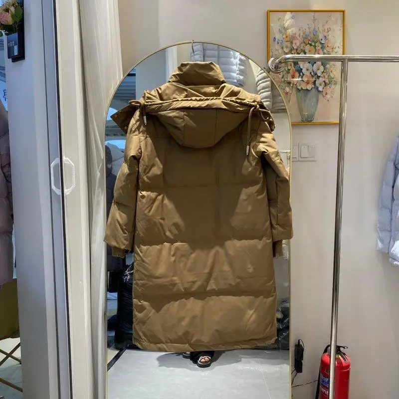 2025 겨울 중장기 여성용 다운 재킷 출퇴근용 후드 루즈 스타일