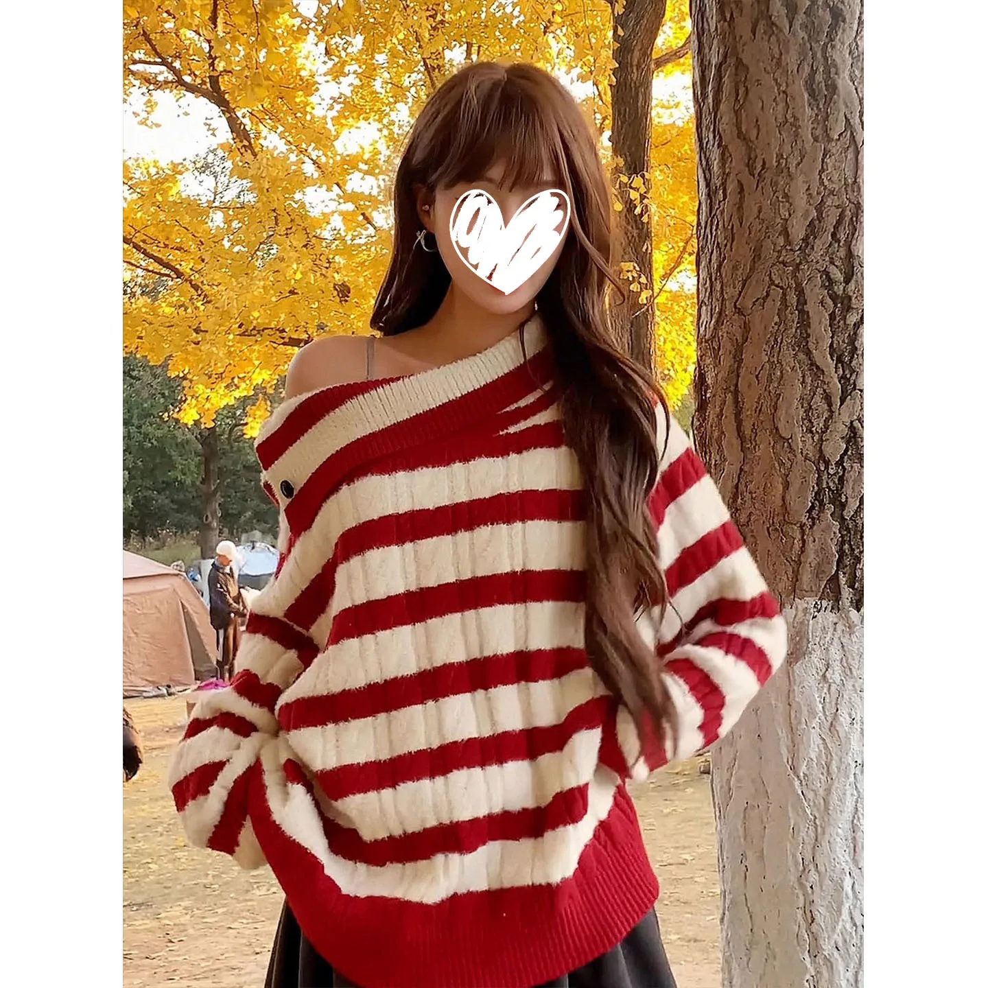 

Винтажный рождественский свитер с красными полосками и длинными рукавами, женский зимний пуловер с открытыми плечами, мягкий и уютный, модный теплый базовый джемпер
