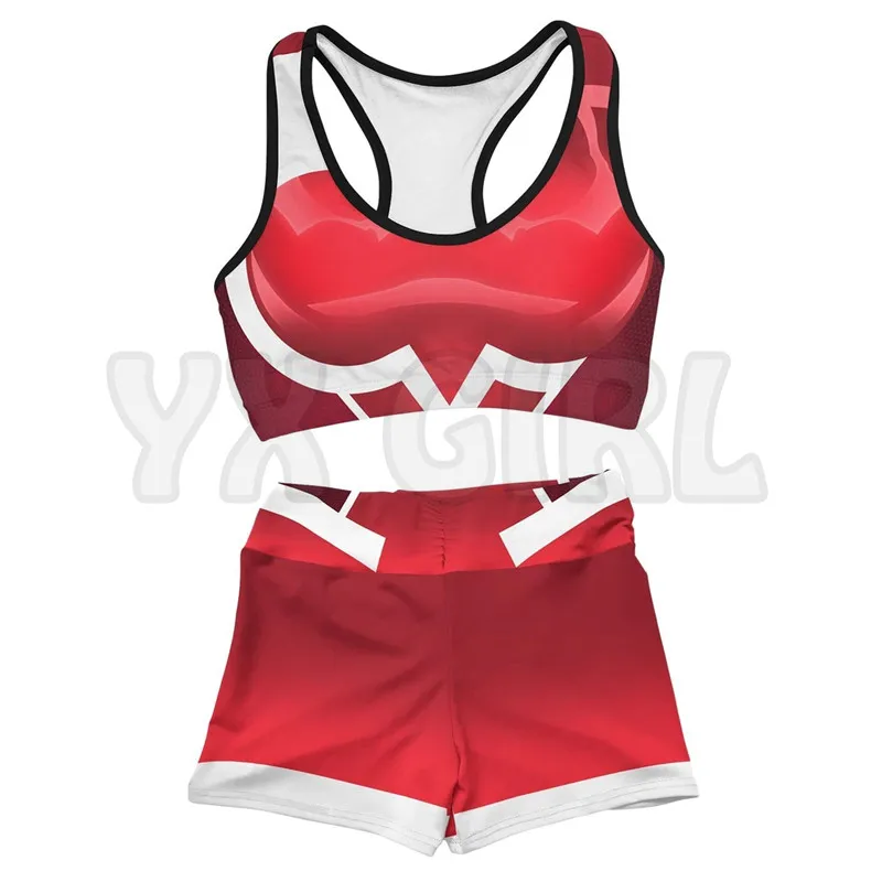 Zero Two Armor 3D Printed Active Wear Set Combo Outfit Yoga Fitness Soft Shorts Women For Girl Short Sets