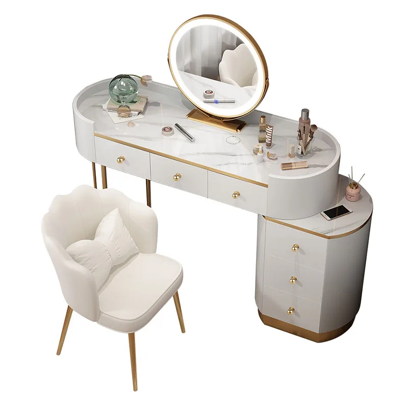 Luxury Classic Vanity Table Mirror Nordic Bedroom Storage Vanity Table Makeup Organizer Coiffeuse De Chambre Furniture