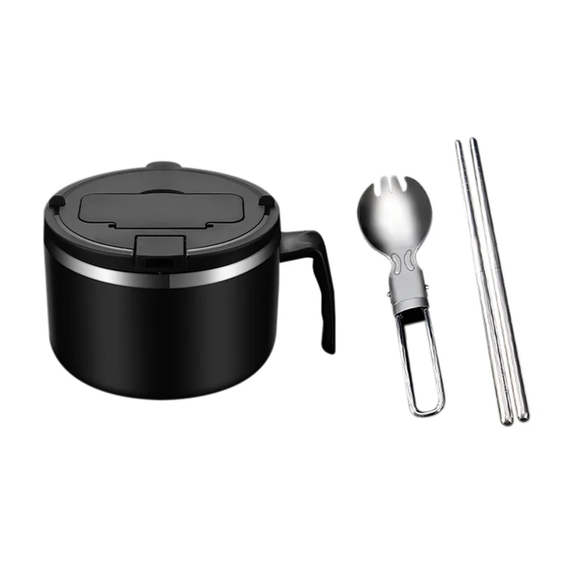 وعاء المعكرونة ABKJ-1200 مل مع غطاء، وعاء المعكرونة الفورية من الفولاذ المقاوم للصدأ، وعاء رامين سريع مع غطاء قابل للتصفية