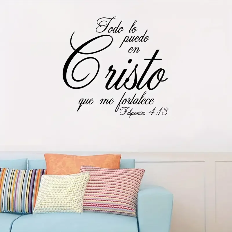 1pc Spanish Bible Verse Philippians 4:13 Vinyl Wall Sticker I Can Do All Things Through Christ Who Strengthens Me Spain Home Wal