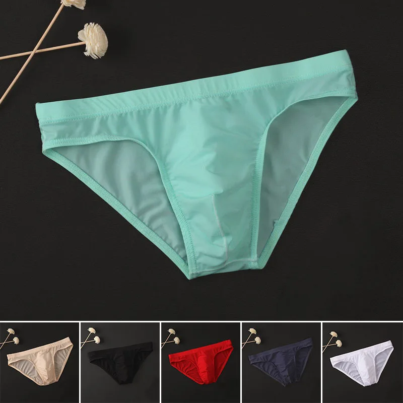 Slips pour hommes, sous-vêtements respirants de couleur unie, transparents, taille basse, Sexy, tout neuf, confortables