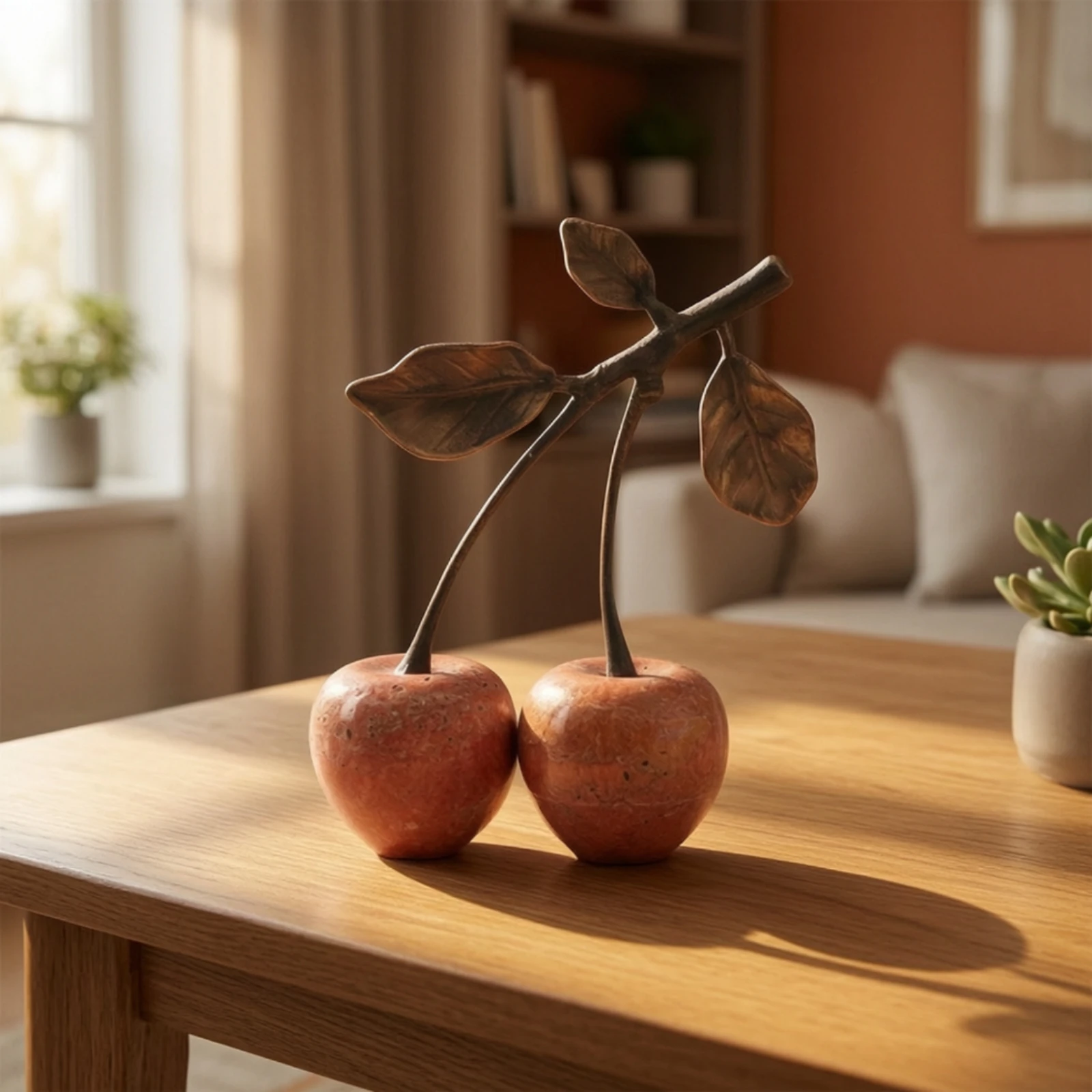 Decorative Tabletop Sculpture Polished Branch and Leaf Ornament Modern Home Accent for Entryway Table