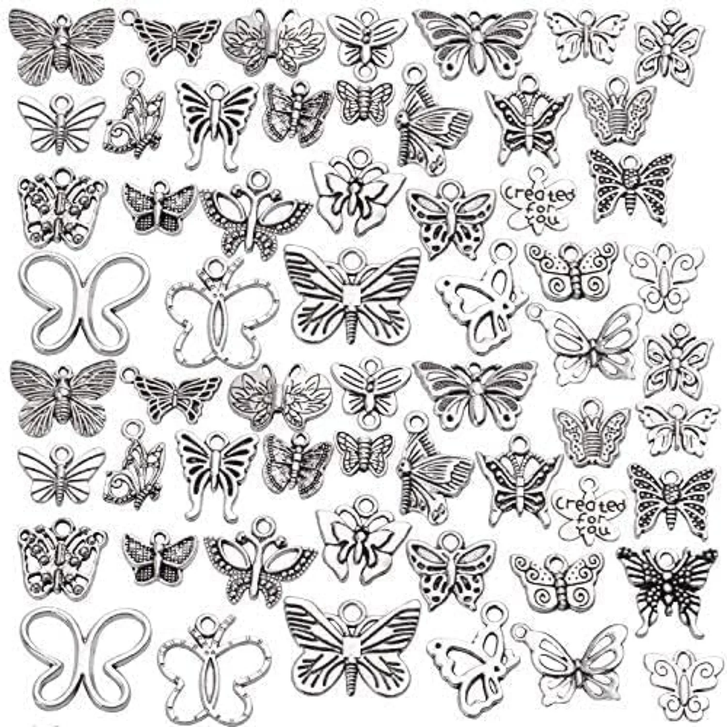 

60pcs Butterfly Charms Tibetan Butterfly Shape Alloy Pendants Insect Charms for DIY Necklace Bracelet Earrings Jewelry Making