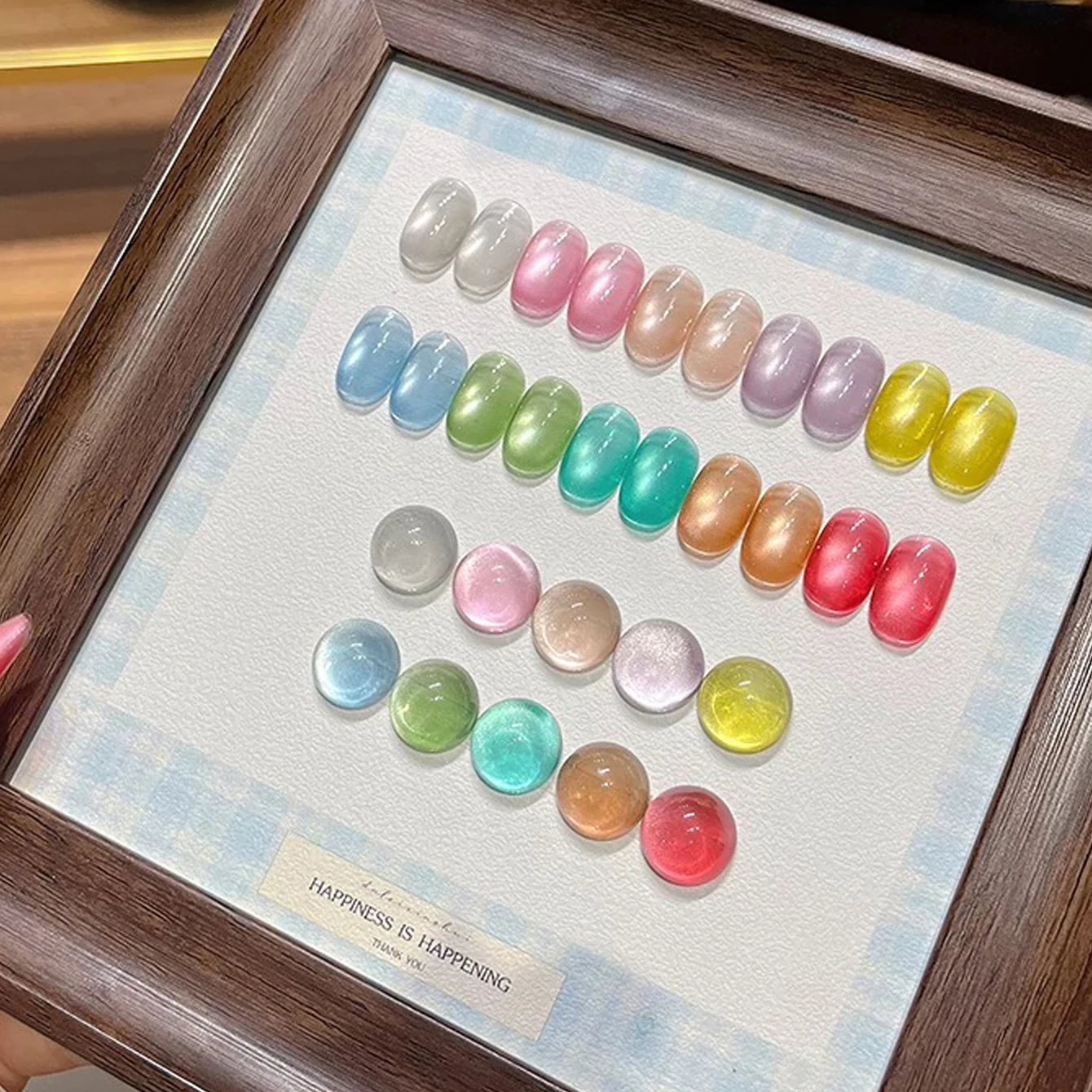 1-10 قطعة حبة الزجاج القط العين هلام مسمار البولندية فلاش الأخضر كريستال المغناطيسي هلام مسمار البولندية الملونة الزجاج حبة مسمار الفن لوازم