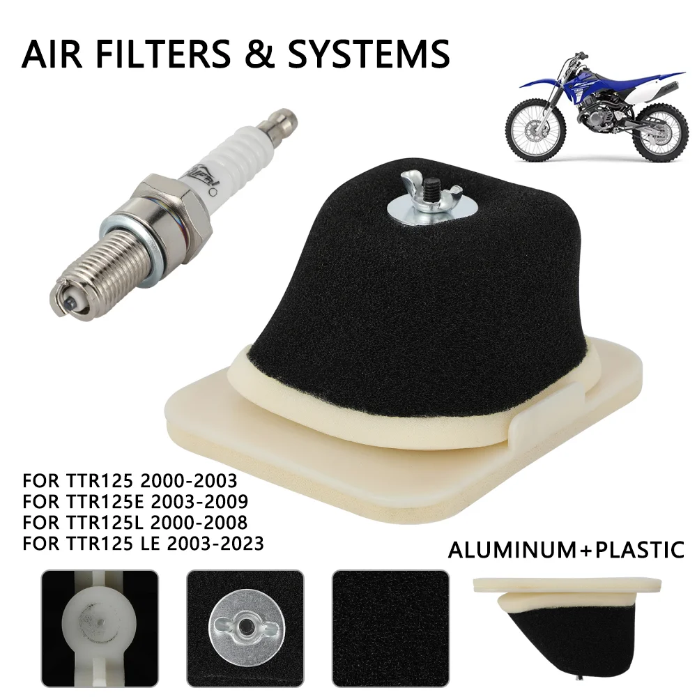 Luftfilterreiniger, Zündkerzensatz, Motorradzubehör für Yamaha TTR 125 125E TTR125L 2000–2008 TTR125LE 2003–2023 Dirt Bike