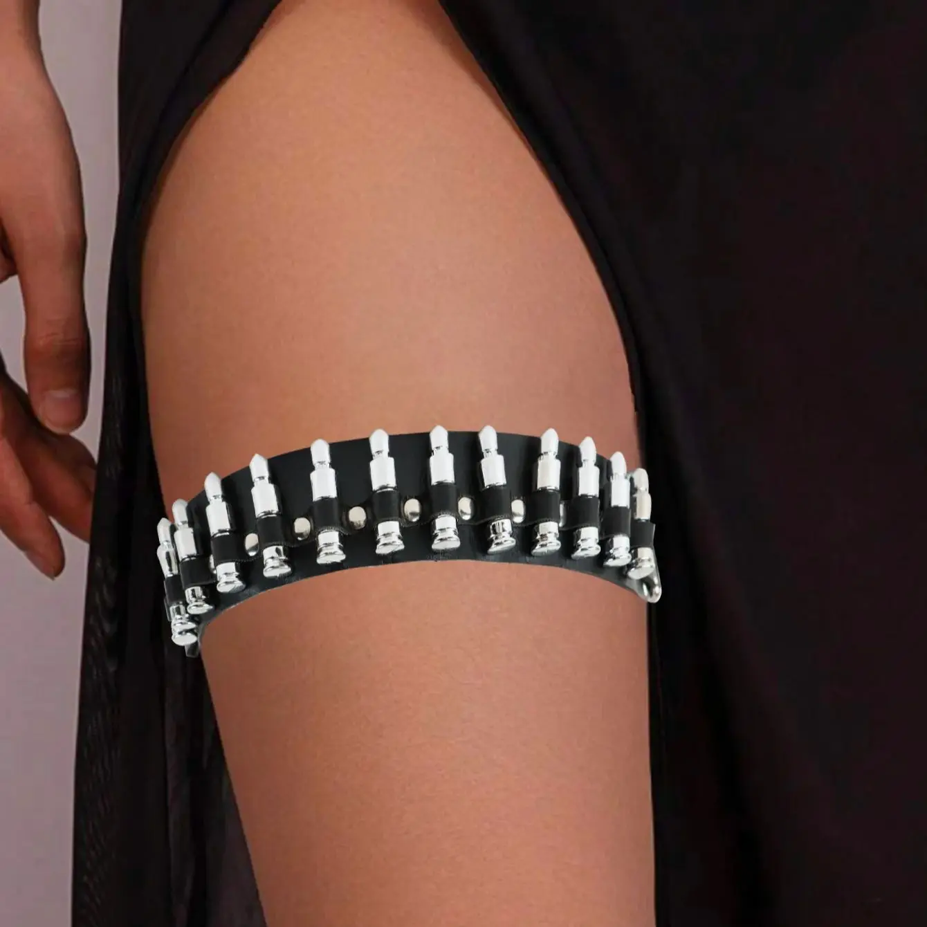 

1PC Adjustable Bullet Decor Leg Band - Y2K Punk Style Harness Belt for Night Out, Beach, Festive, Party