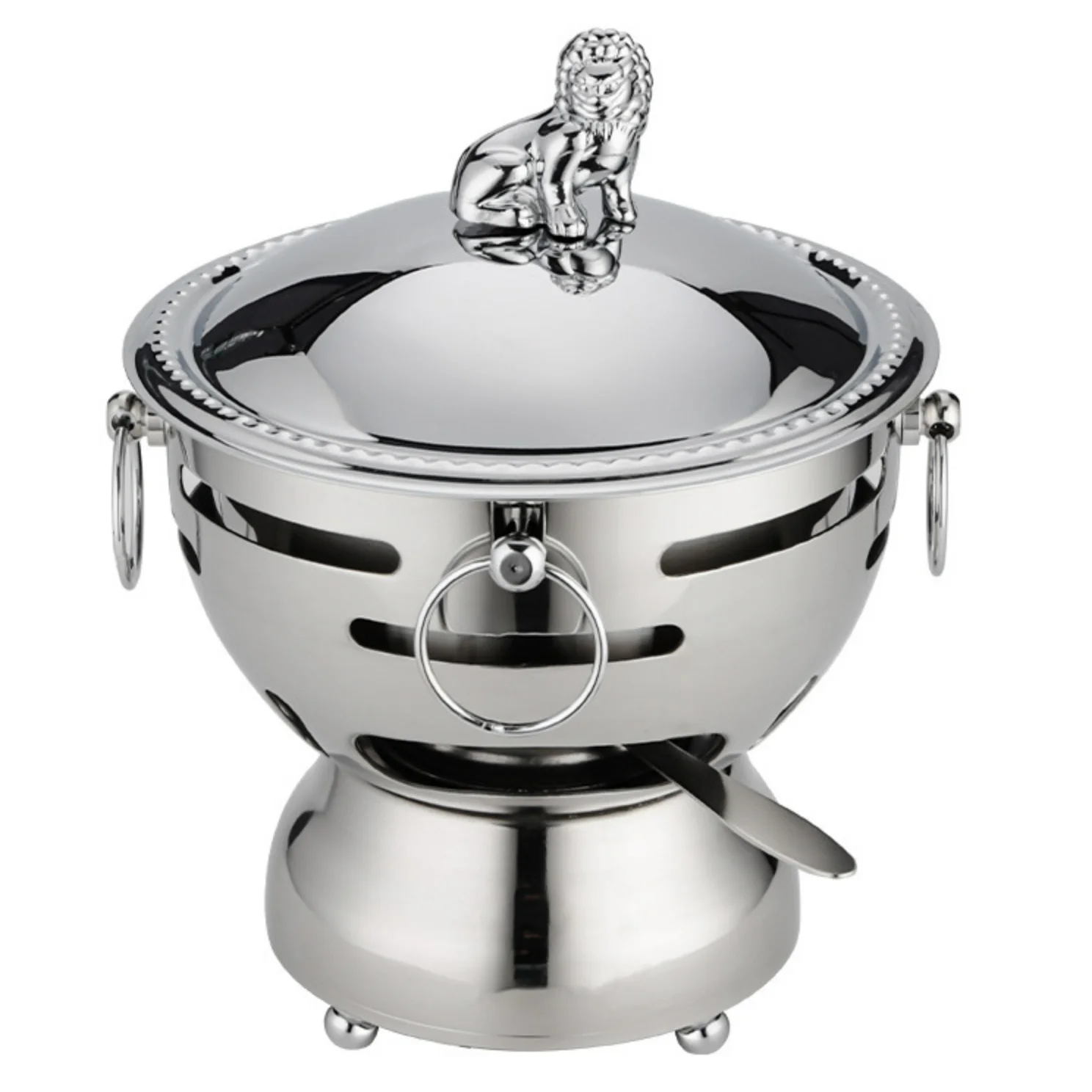 Deluxe Stainless Steel Single Hot Pot Buffet/Mini Hot Pot with Alcohol Burner