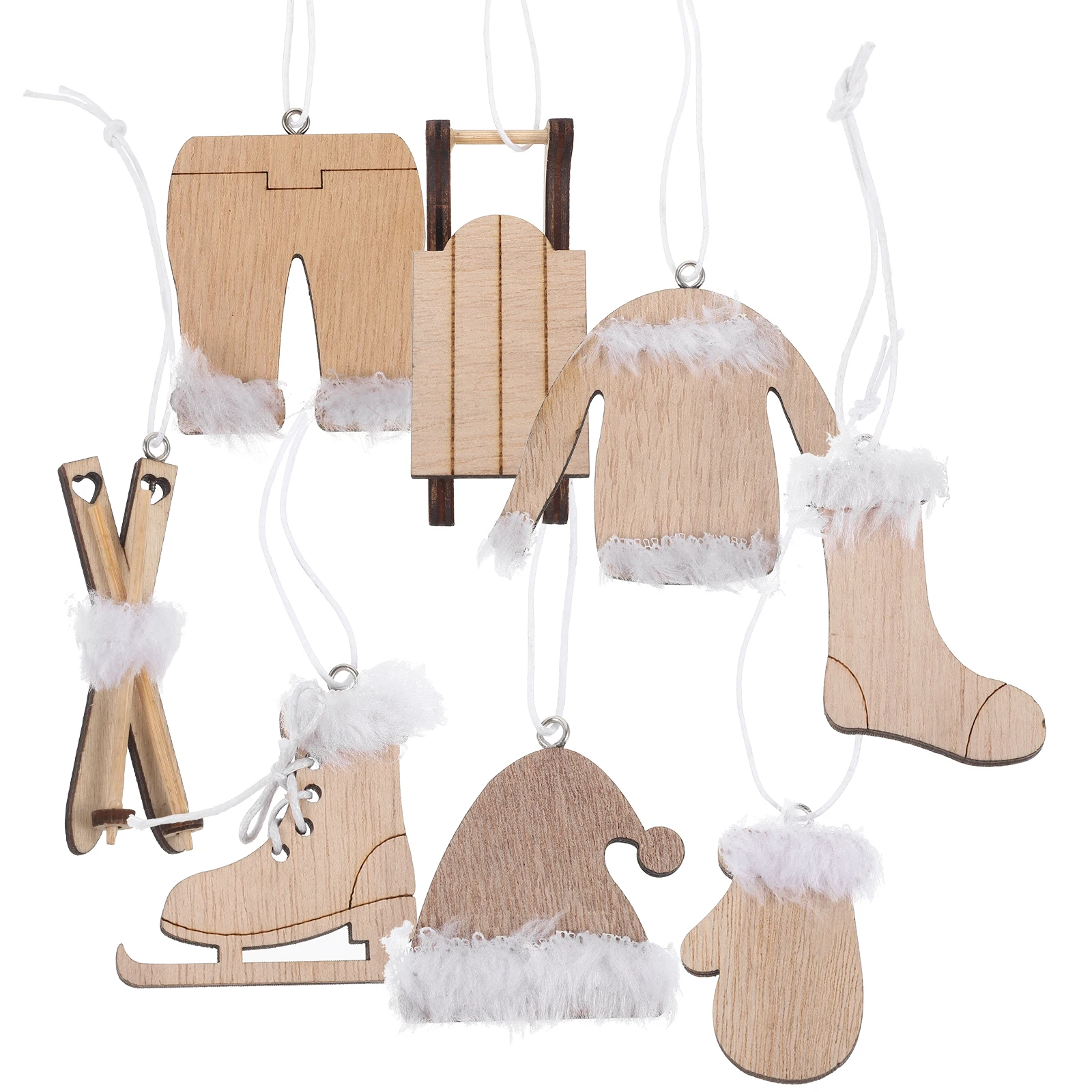

8 Pcs Filler Sled Pendant Office Vintage Christmas Decor Decorations Wood Hanging Ornament for Tree
