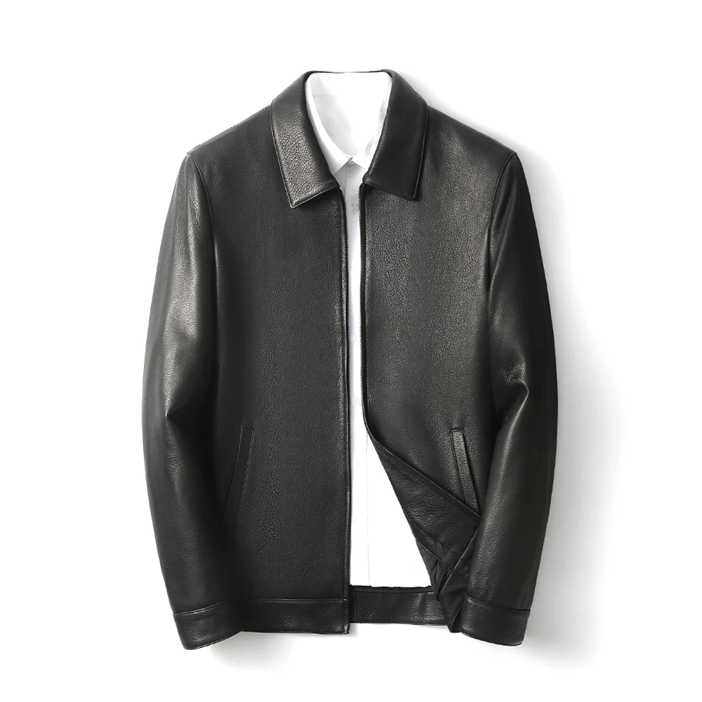 

kaifeisi 2025 new Haining sheep leather jacket men short sheepskin middle-aged casual leather jacket winter male leahter coat