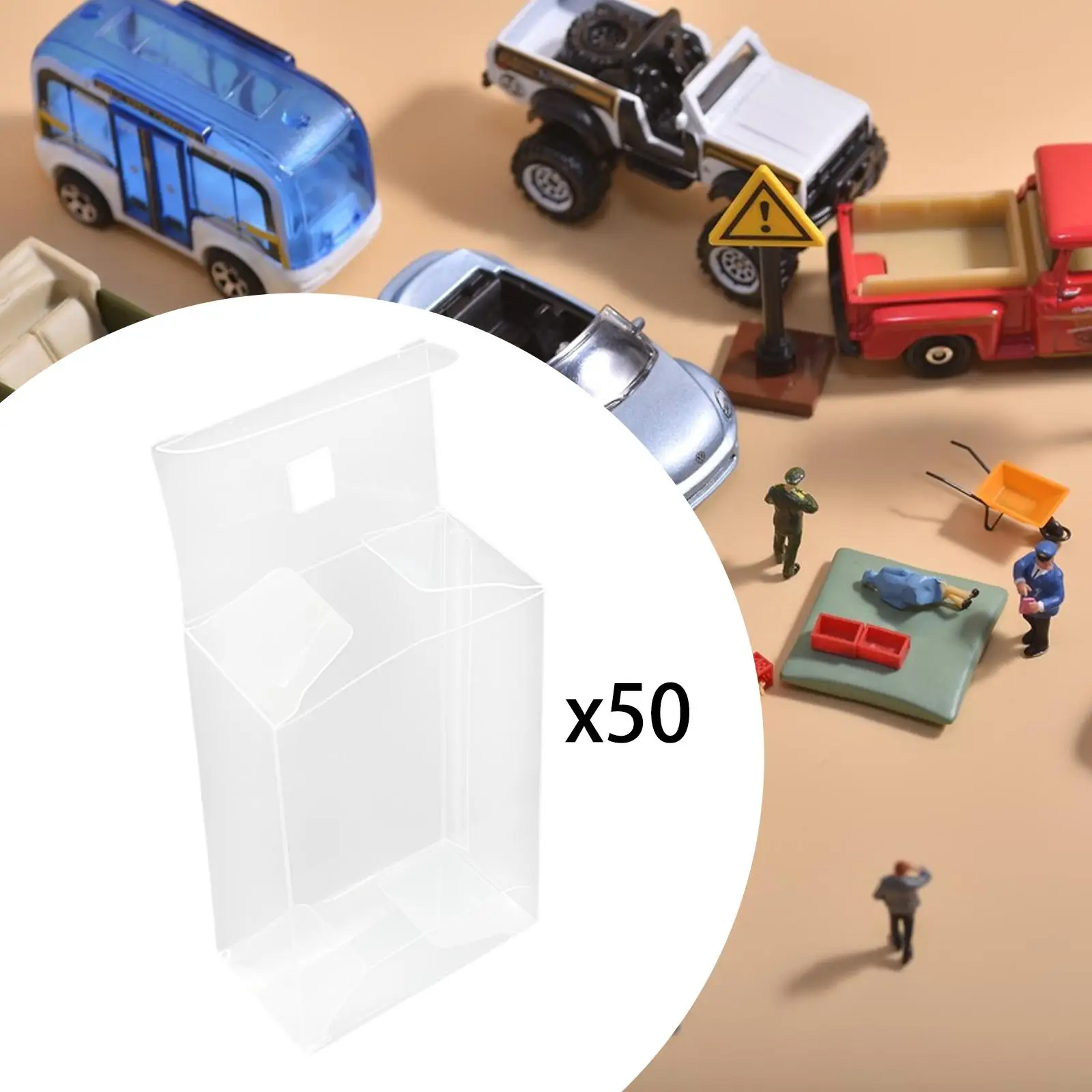 50 Stuks 1/64 Model Auto Vitrine Duidelijke Opbergdoos Draagbare Transparante Case voor Miniatuur Beeldjes Model Auto's