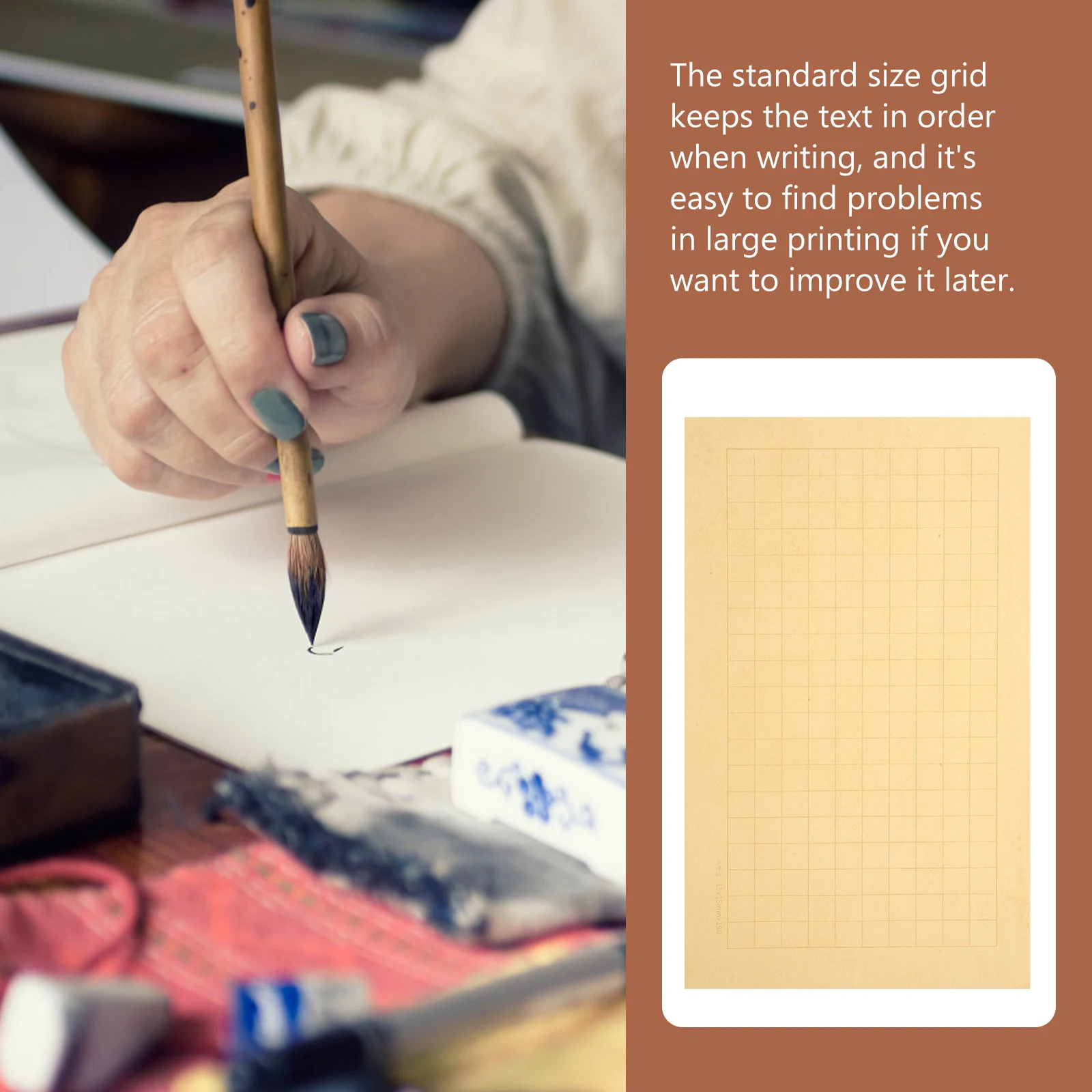 

20 Sheets 190 Grids 15x15mm Rice Paper for Calligraphy Writing Practice Professional Beginner Stationery