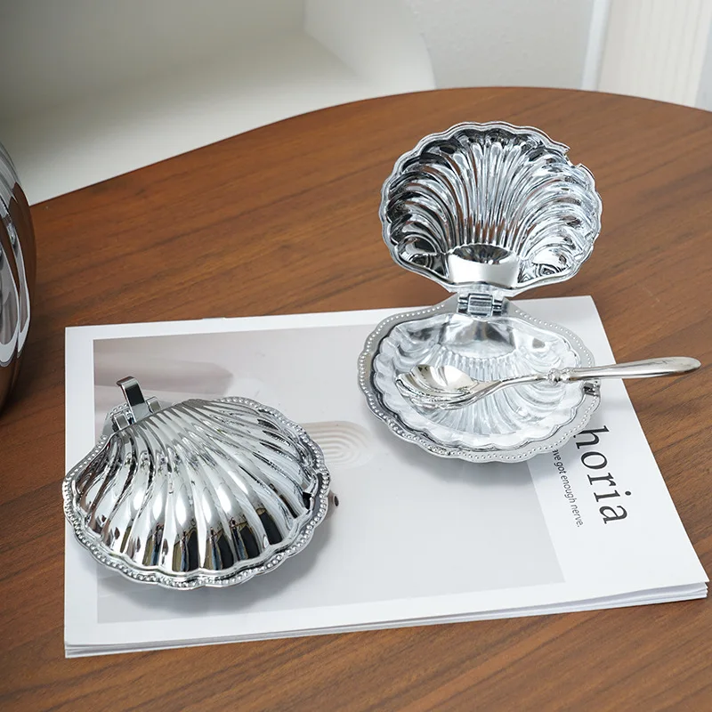 European shell shaped butter storage box, open-lid food nut storage box