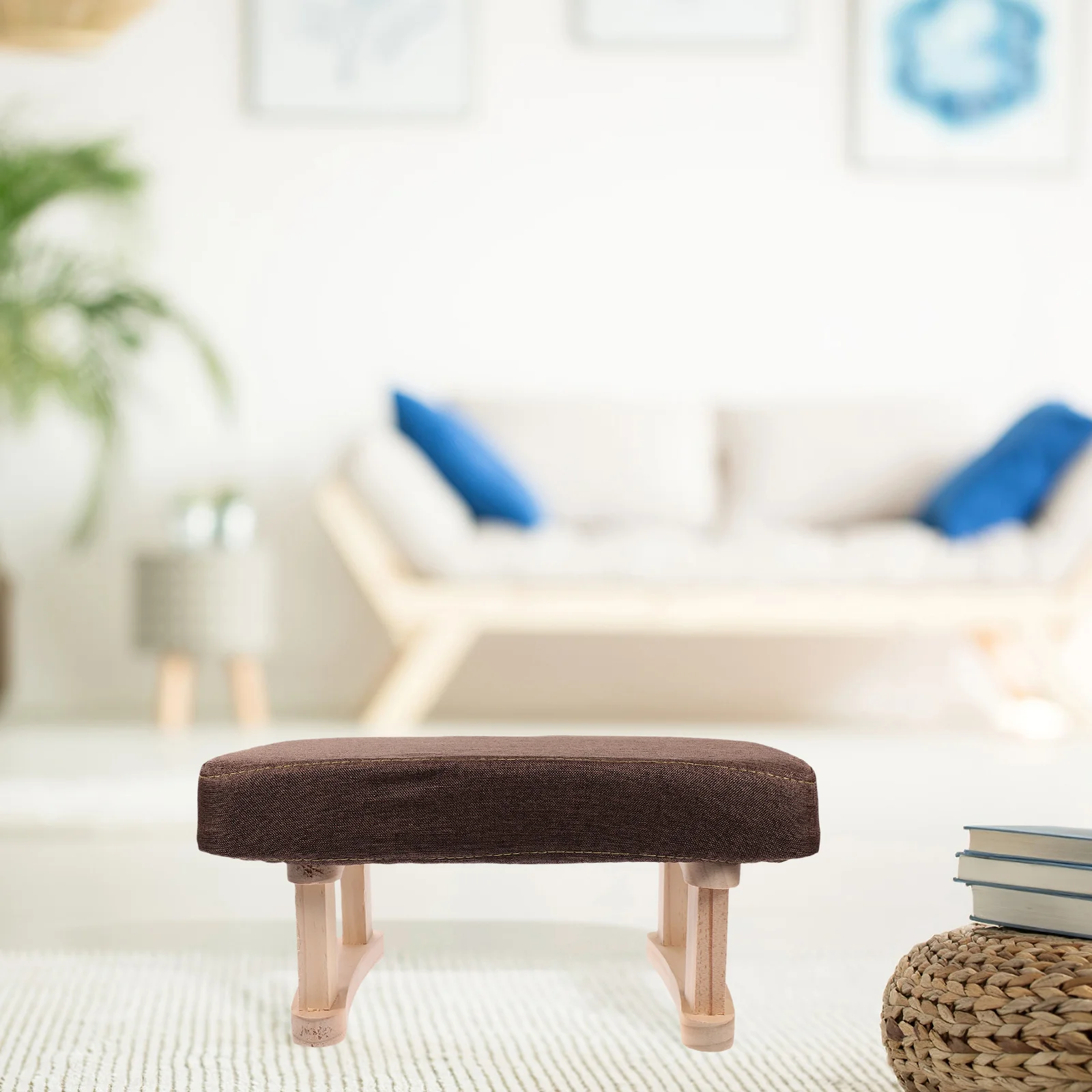 

Wooden 15 Inch Footstool Modern Bench for Shoe Changing Bedroom Living Room Small Space Saving Design Office Footrest