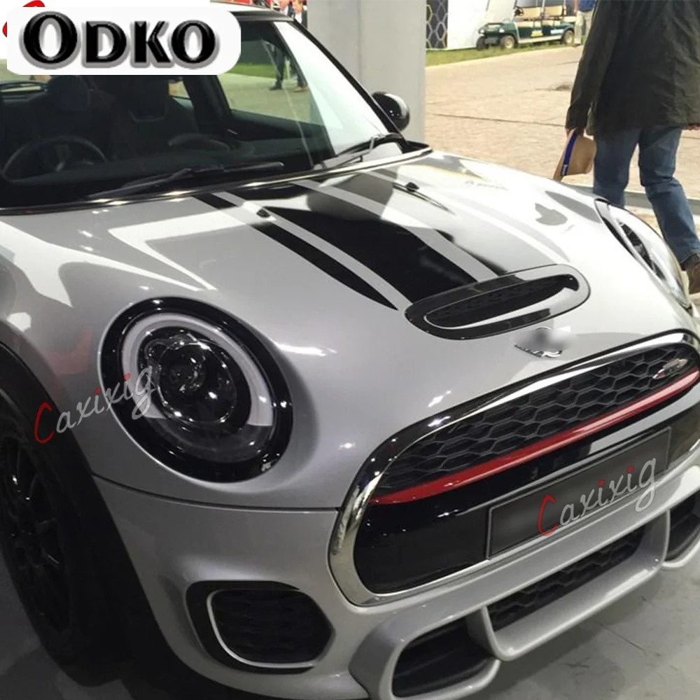 Car Styling Front Bonnet & Rear Stripes Hood Trunk Engine Cover Decal Car Stickers for BMW MINI John Cooper Works F56 JCW