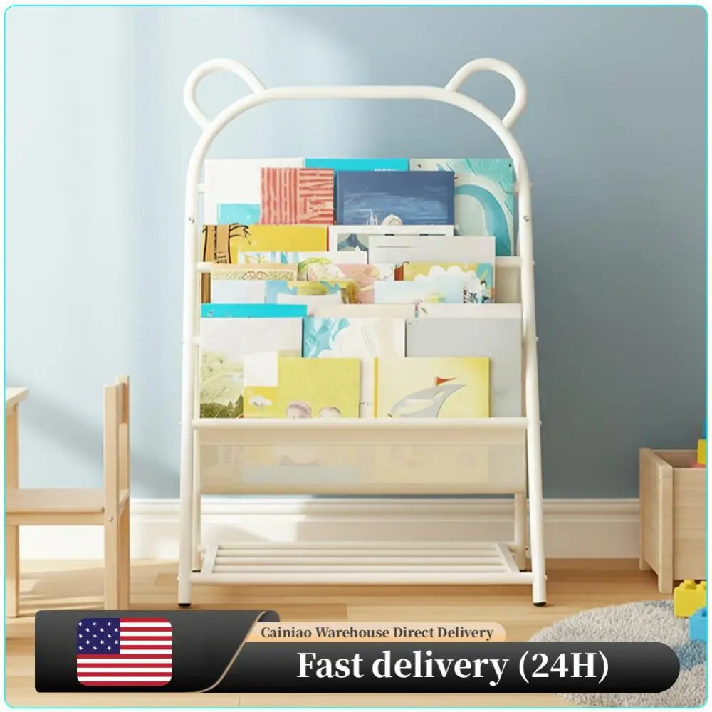 

Металлическая 4-ярусная полка для книг 60x37x96 см, отдельно стоящий стеллаж для детской, библиотеки, класса, игровой комнаты