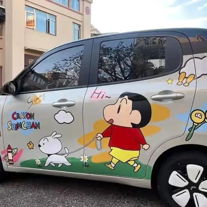 Kawaii Crayon Shin-Chan Car Body Sticker Car Film Cartoon Waterproof Sunscreen Scratch Blocking Creative Decoration