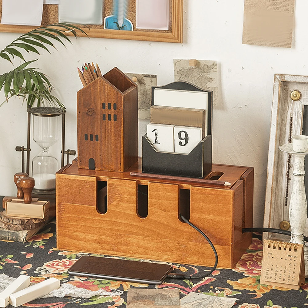 

Solid Wood Wire Machine Desk Tidy under Electrical Cord Organizer Cable Organiser Data Organization Storage for