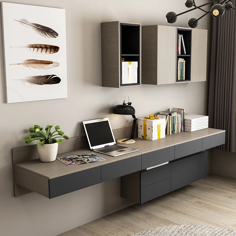 

Desk Bookshelf Combination Solid Wood Bedroom Hanging Wall Suspension Makeup Book Desktop Computer Desk Hanging Desk