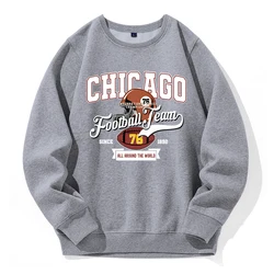 Chicago Football Team 76 All Around The World Men'S Hooded Fashion Retro Streetwear Warm Fleece New Hoodie Basic All Match Hoody