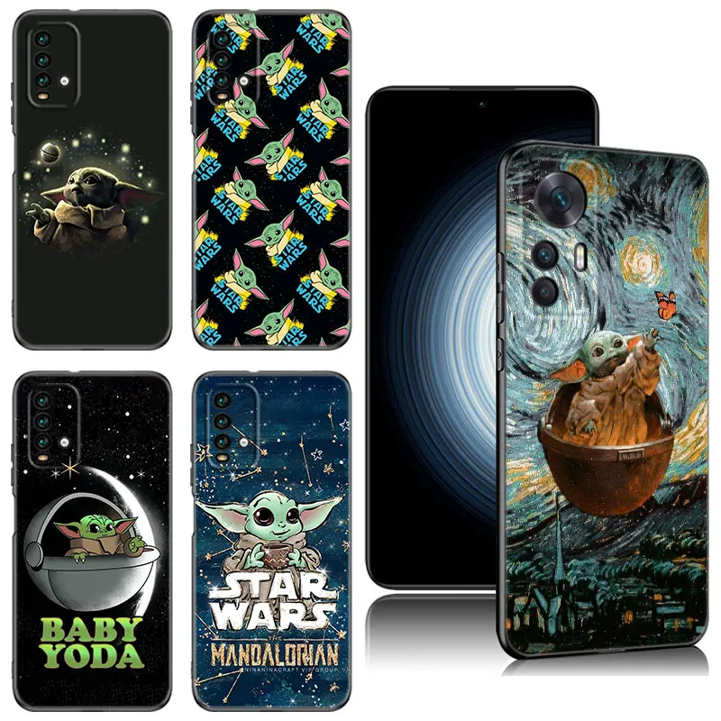 Yoda Baby Cute Black Silicone Phone Case For Xiaomi Redmi 7A 8A 9A 10A 11A 9C 10C 12C 13C 11 Prime A1 A2 Plus 12 4G Note 9T 12R