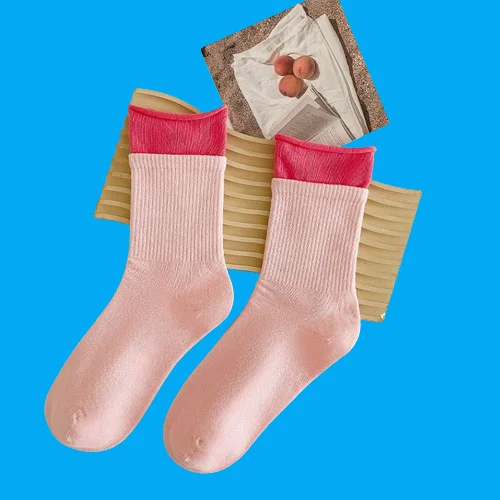 Fausses chaussettes à double manchette pour femmes, chaussettes carillon coréennes assorties, 2 pièces, 3/6 paires, nouveau document japonais, 2024