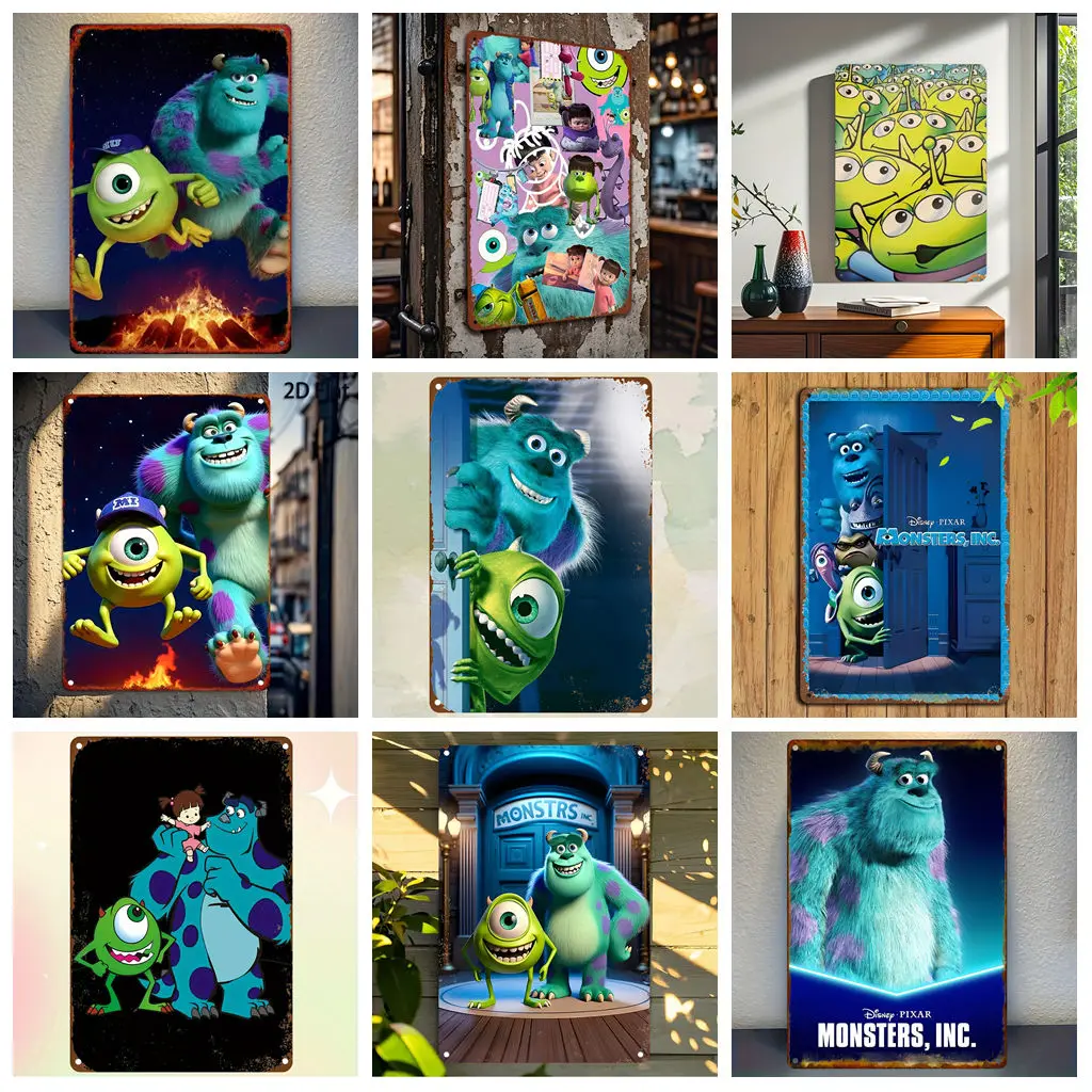 

Miniso Monsters, Inc. Cute Exhibition Decor Metal Signs Tin Signs Captain Poster Decor for Bar Pub Club Man Cave Wall Decoration