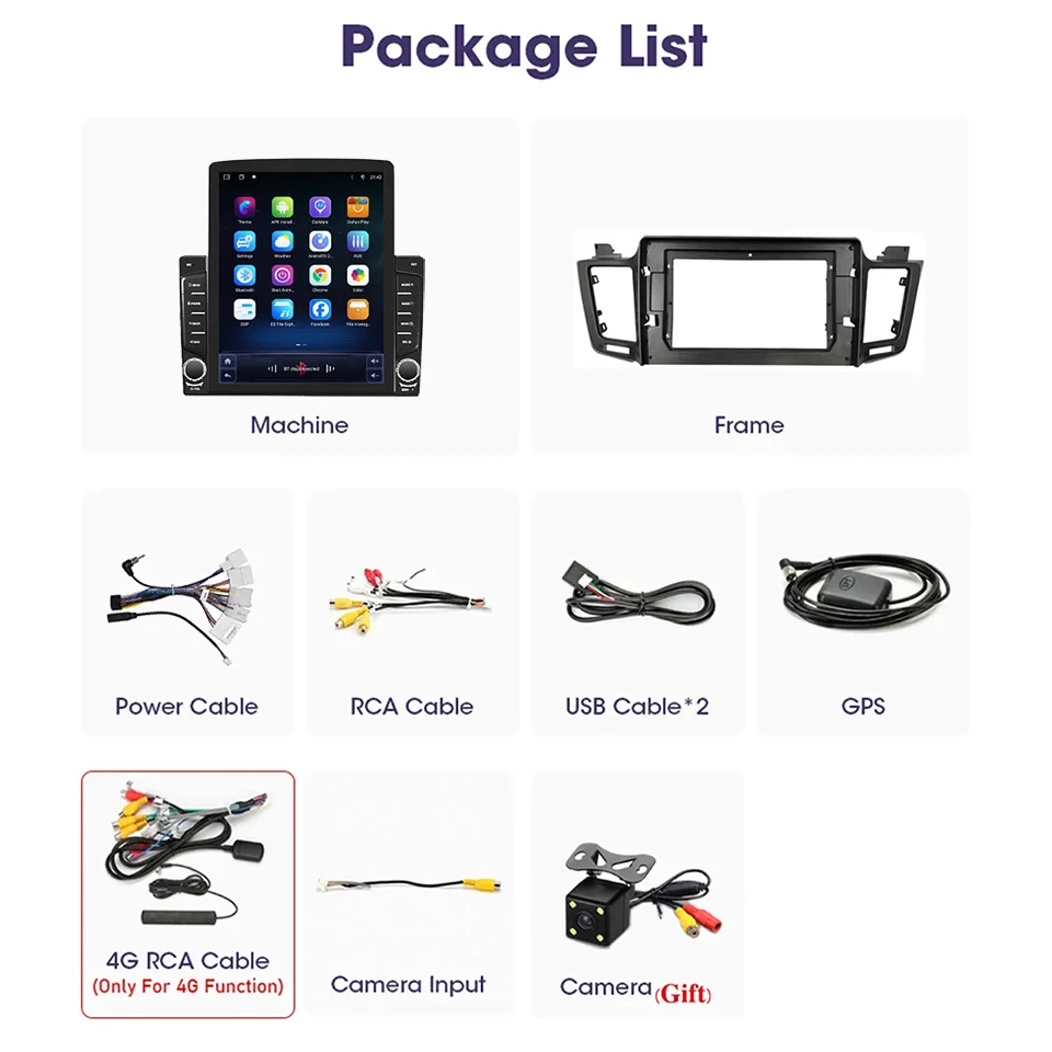 أندرويد 14 8Core 8G + 128G سيارة Autoradio لتويوتا Rav4 2012 - 2018 السيارات نظام تحديد المواقع والملاحة رصد رئيس وحدة مسجل شرائط Carplay
