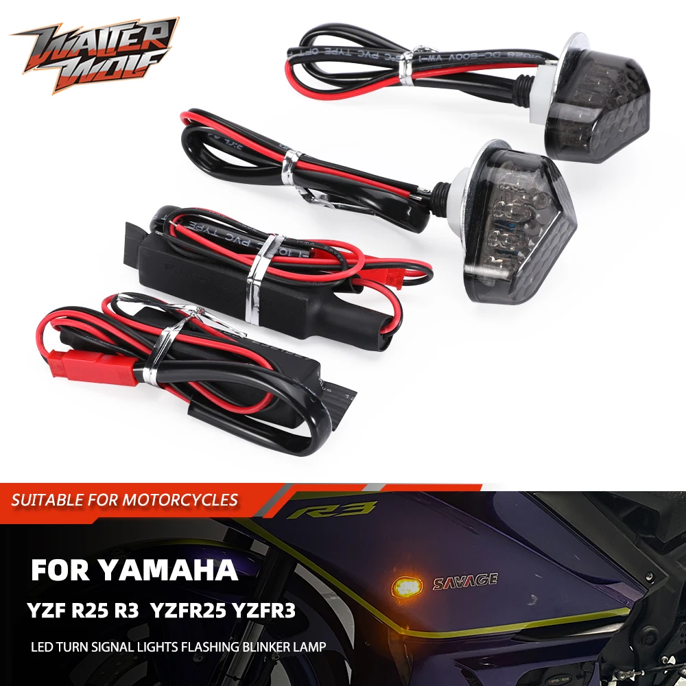 

2024 For Yamaha YZF R25 R3 YZFR25 YZFR3 Motorycle Front LED Turn Signal Lights Flashing Blinker Lamp Indicators with Resistors