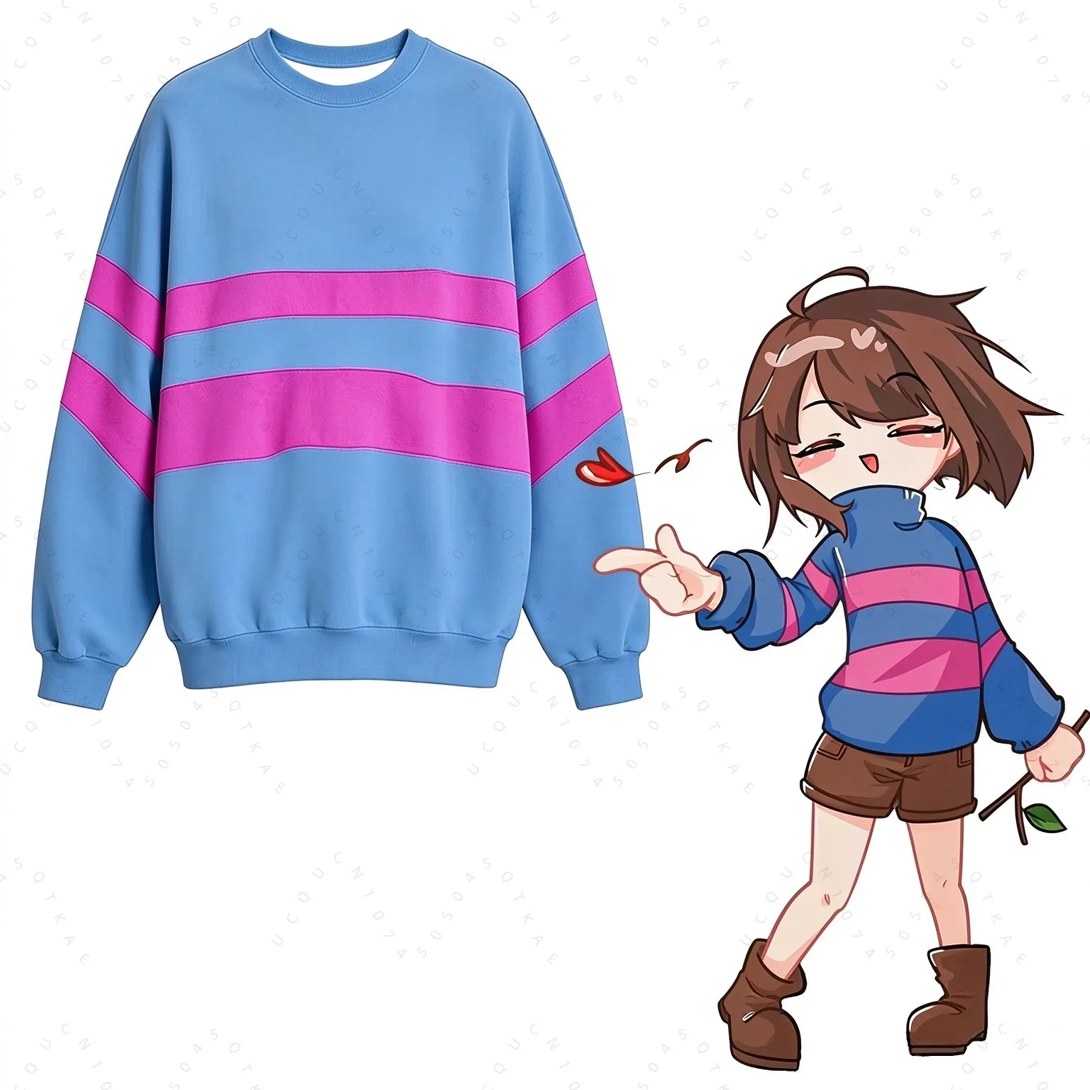 Deltarune Undertale Kris Cosplay Halloween Fashion O-Collar Sweatshirt Men Women Kid Parent-Child Green Yellow Striped Pullovers
