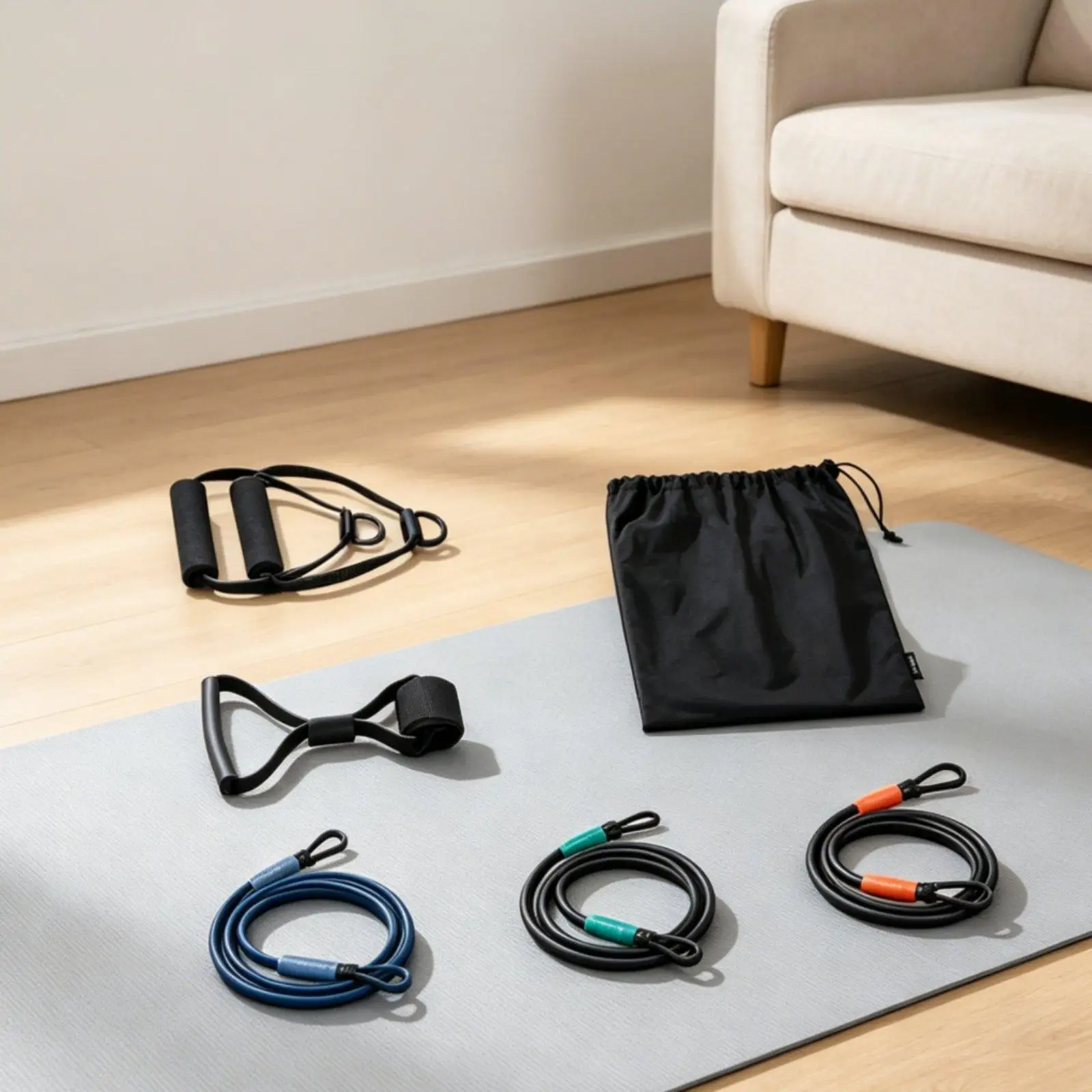 Exercise Band Set with Handles Comfortable Latex Elastic Resistance Bands for Fitness and Gym Equipment