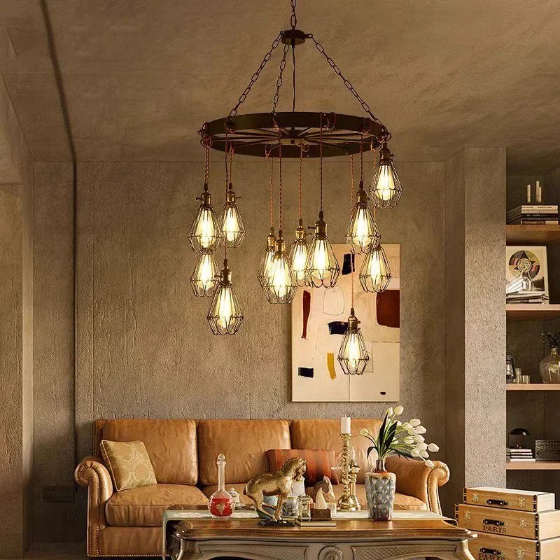 TEMAR American Retro Pendent Lamp Industrial Wind Living Room Restaurant Loft Clothing Store Cafe Bar Box Homestay Chandelier image 3