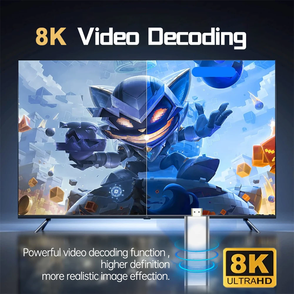 【2025 جديد】Android 14 TV Stick Allwinner H313 8K HDR10 Dual WiFi 2.4G&5G Bluetooth 5.4 Smart TV Box Media Player YouTube Netflix