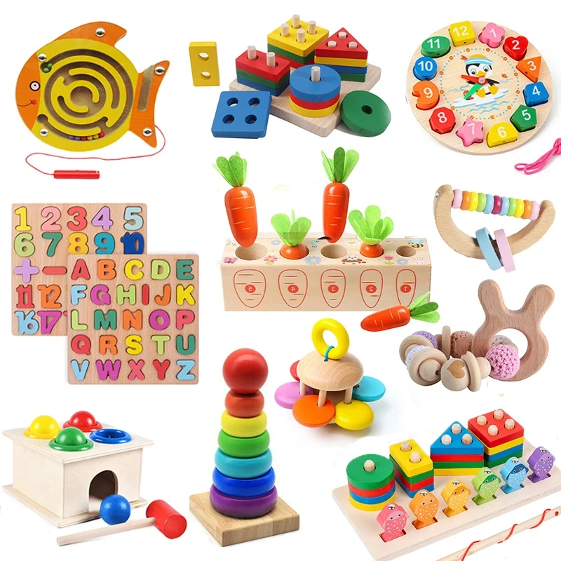 Montessori Wooden Games for Children 1 2 3 Years Baby Toys Educational Development Early Learning Child Geometry Kids Puzzles