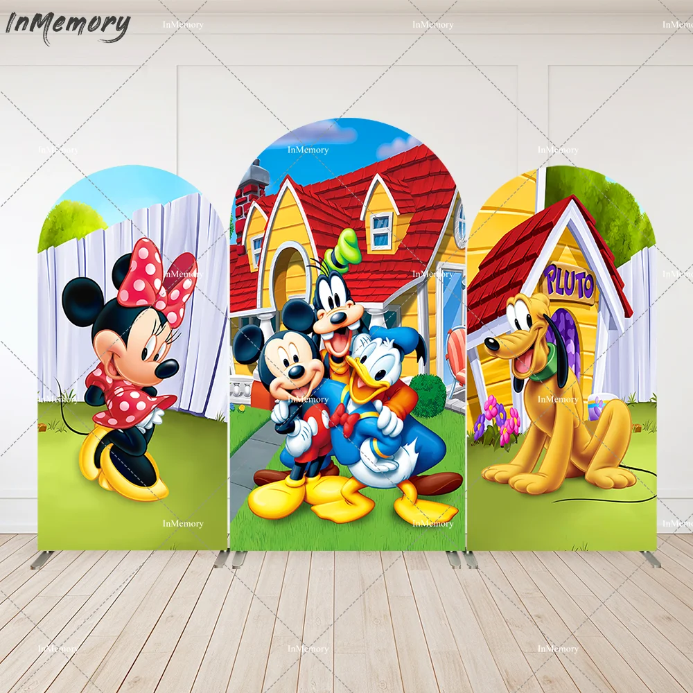 

Mickey Mouse Clubhouse Arch Cover Backdrop for 1st Birthday Cartoon Minnie Background Birthday Party Decor Mickey Park Backdrops